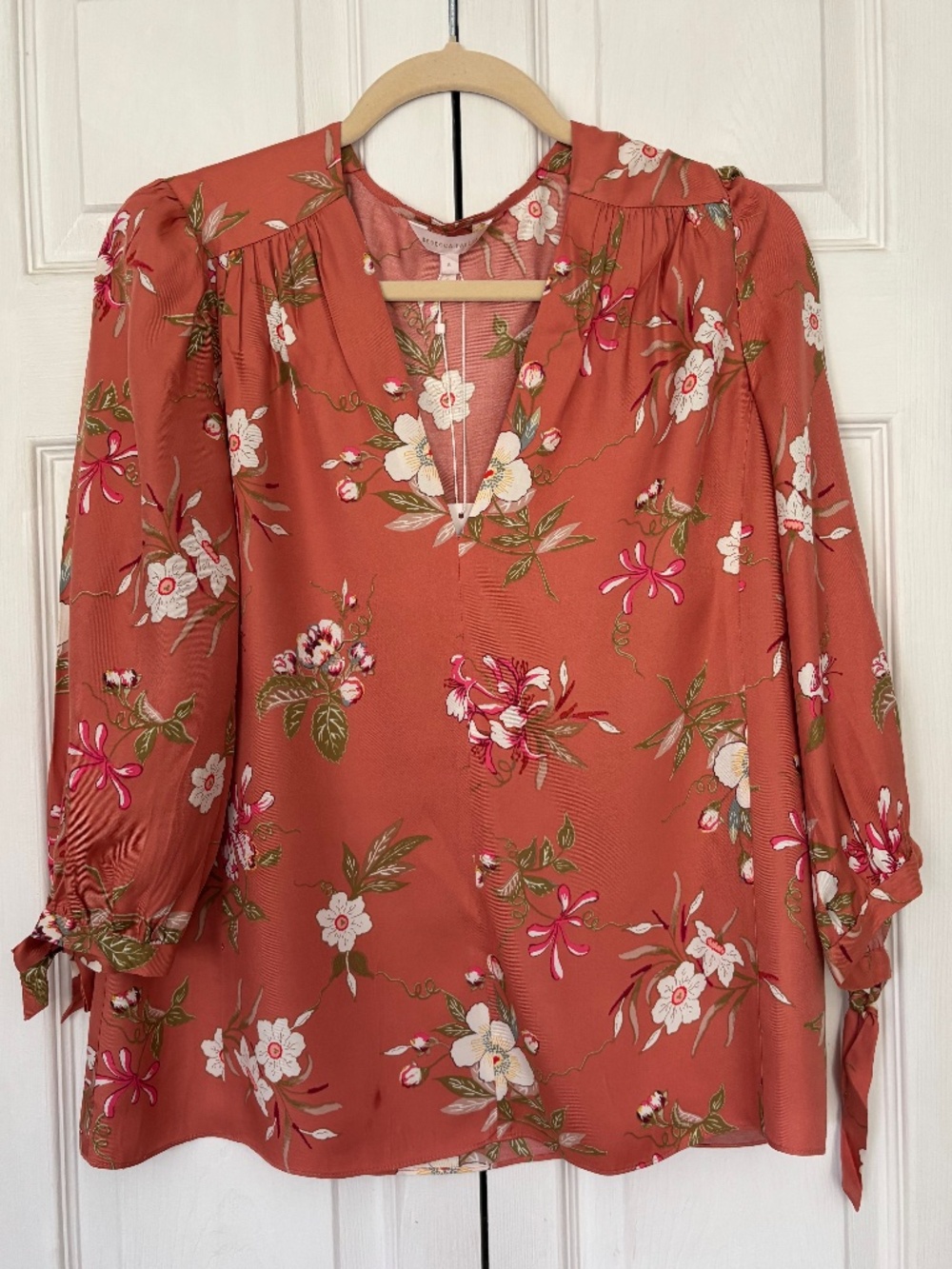 Rebecca Taylor NWT Lita Peach Floral Silk Blend Top Size 8